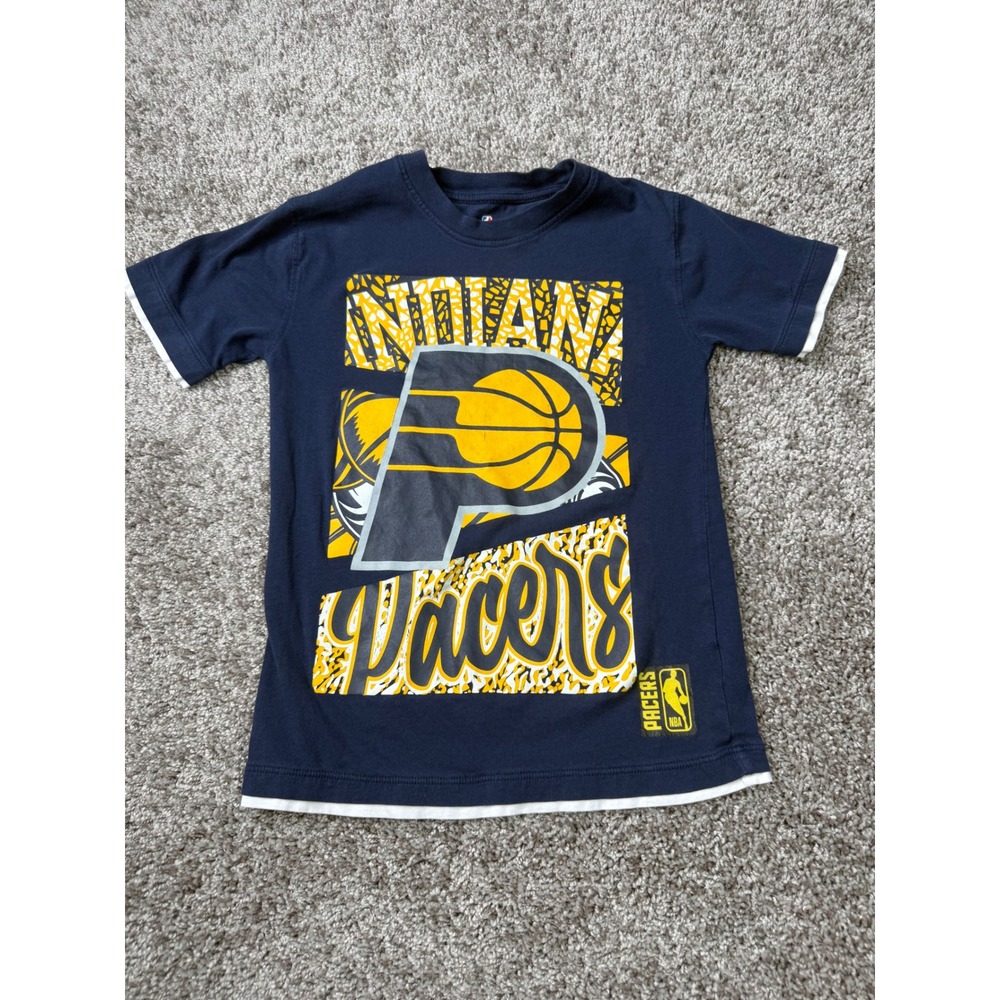 Indiana Pacers NBA Kids Graphic T-Shirt Navy Size 5-6 Basketball